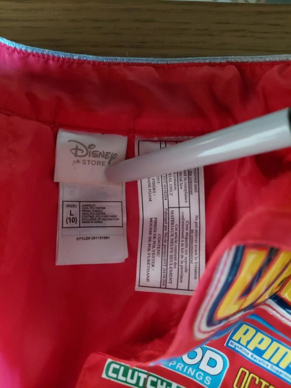 Disney Cars Pixar Lightning McQueen Costume Kids Size 10